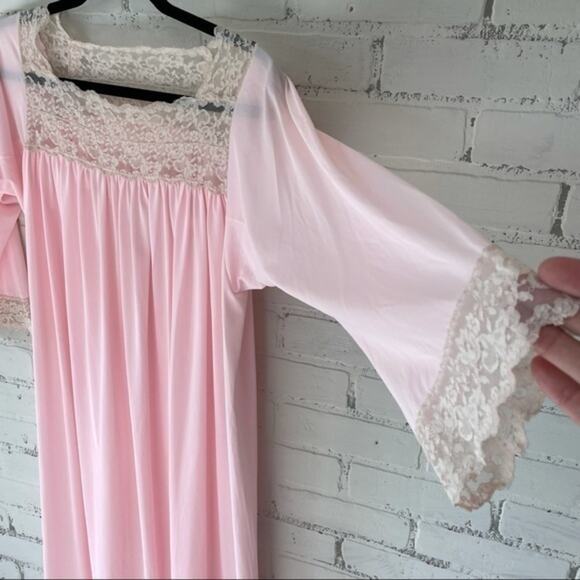 Vintage Pink Lace Lingerie Nightgown Medium Retro - Picture 3 of 7